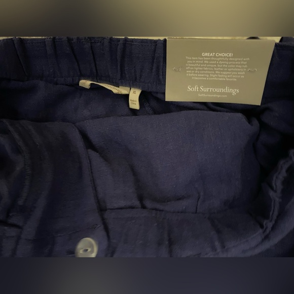 NWT Soft Surroundings Summer Breeze Solid Gauze Shorts M linen blend pockets - Picture 6 of 7